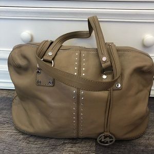 Tan Michael Kors leather studded tote